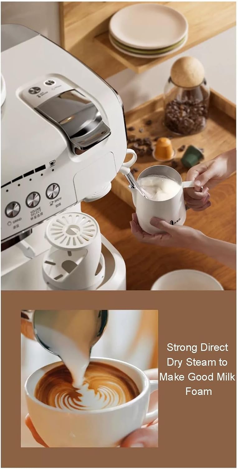 Espresso Machine 15 Bar, Coffee Maker With Steam Wand, Built-In Bean Grinder, Combo Machine with 2L Removable Water Tank