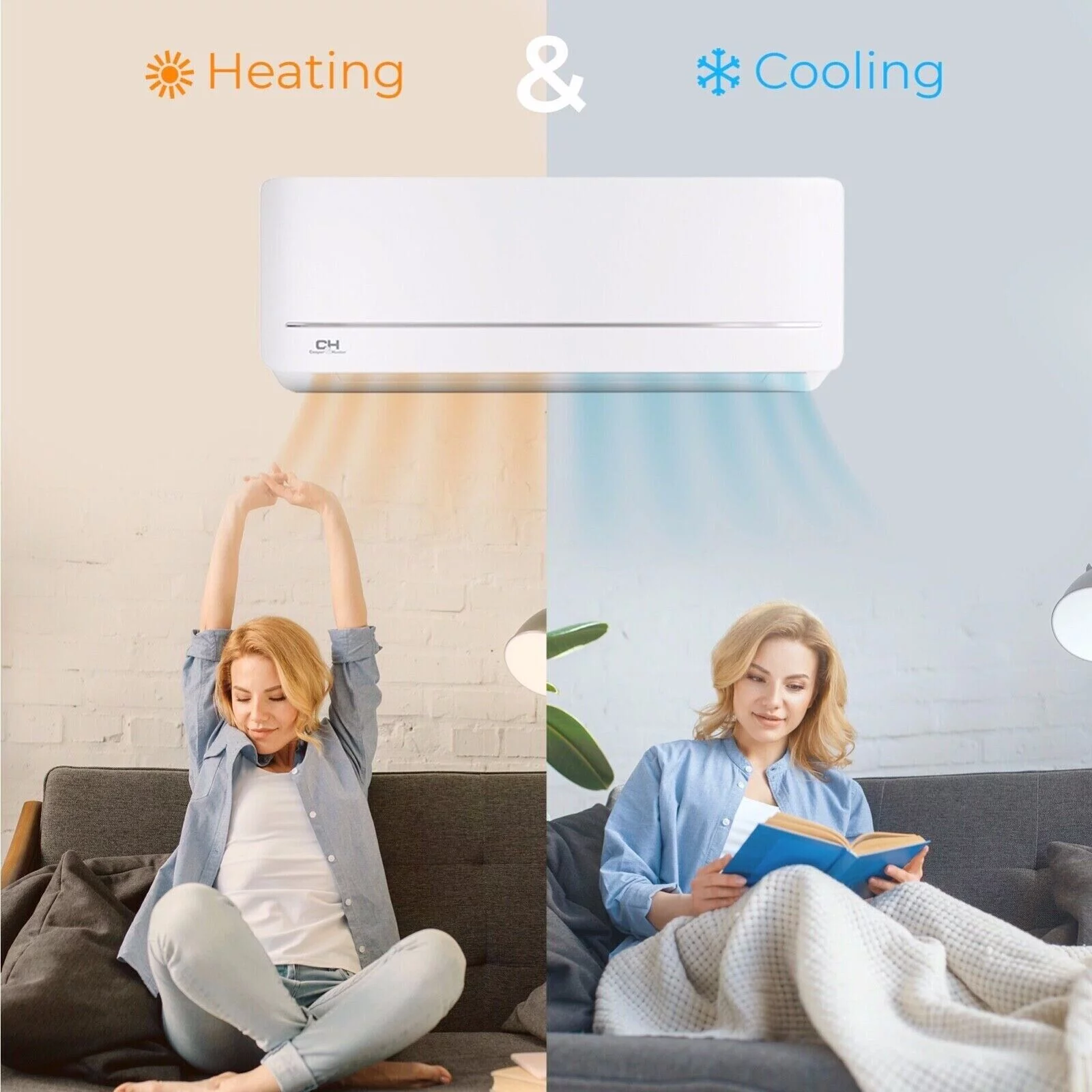 Cooper & Hunter 6000 BTU 115V Wall Mounted Mini Split Heat Pump Air Conditioner With 16ft Kit Cover 250 Sq Ft WiFi