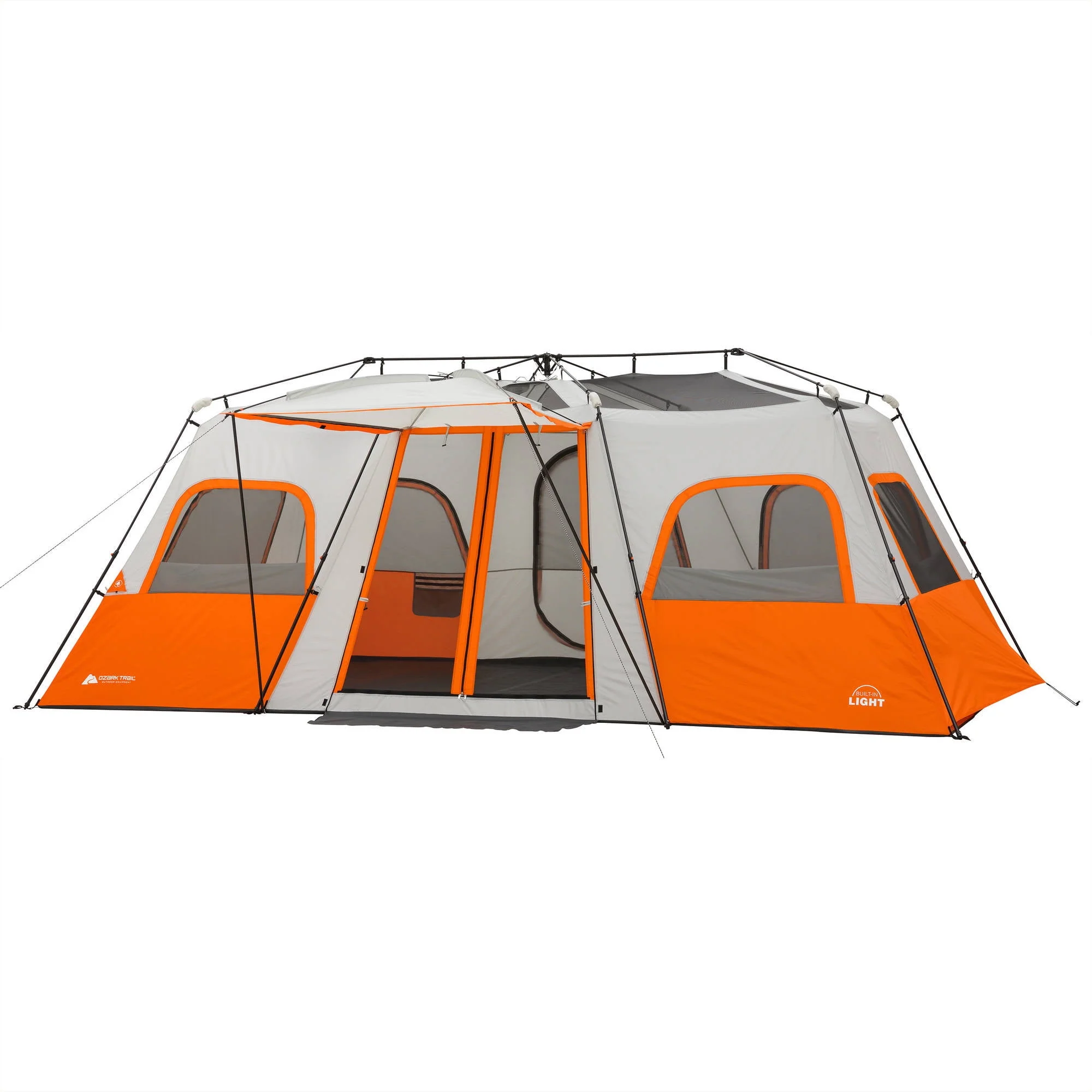 Ozark Trail 12 Person Instant Cabin Tent with Integrated LED Lights, 3 Rooms, 47.87 lbs