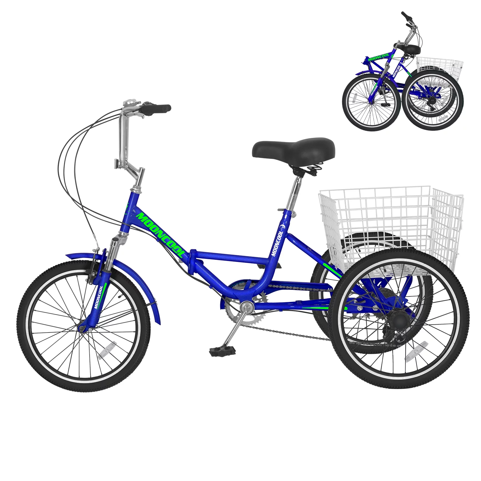 Docred Adult Folding Tricycles, 7 Speed Folding Adult Trikes, 24 inch 3 Wheels Bikes with Low Step-Through, Large Basket, Foldable Tricycle for Adults, Women, Men, Seniors - Curated Treasures Market