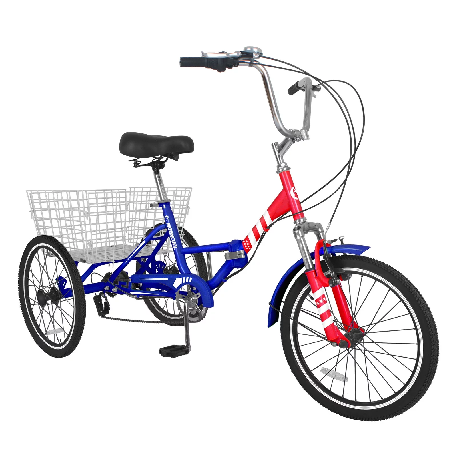 Docred Folding Tricycle for Adults, 24 Inch 7-Speed Trike, 3 Wheels Foldable Bicycle for Adults