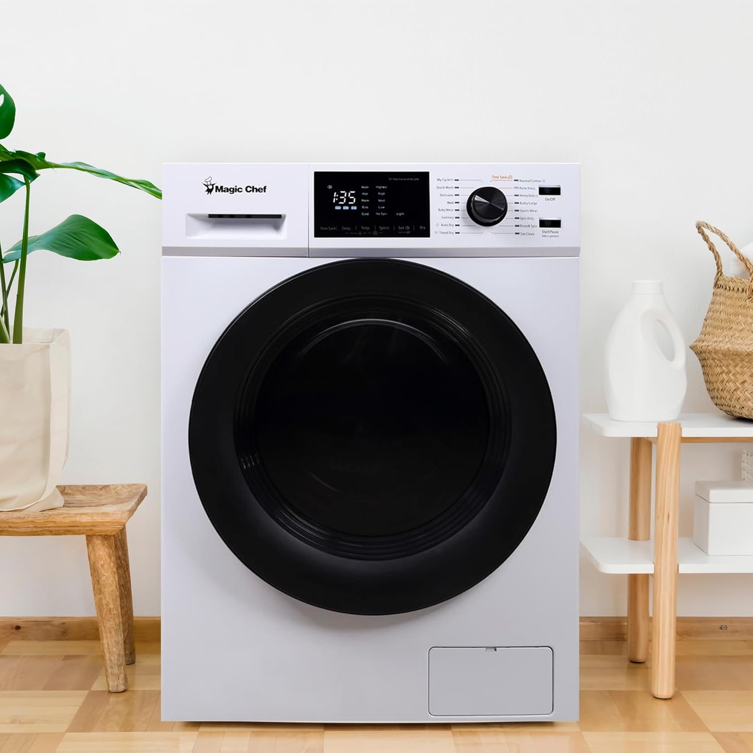 Magic Chef 2.7 Cubic Foot Front Load Portable Compact Electric Washing Washer And Dryer Machine Combo Appliance, White