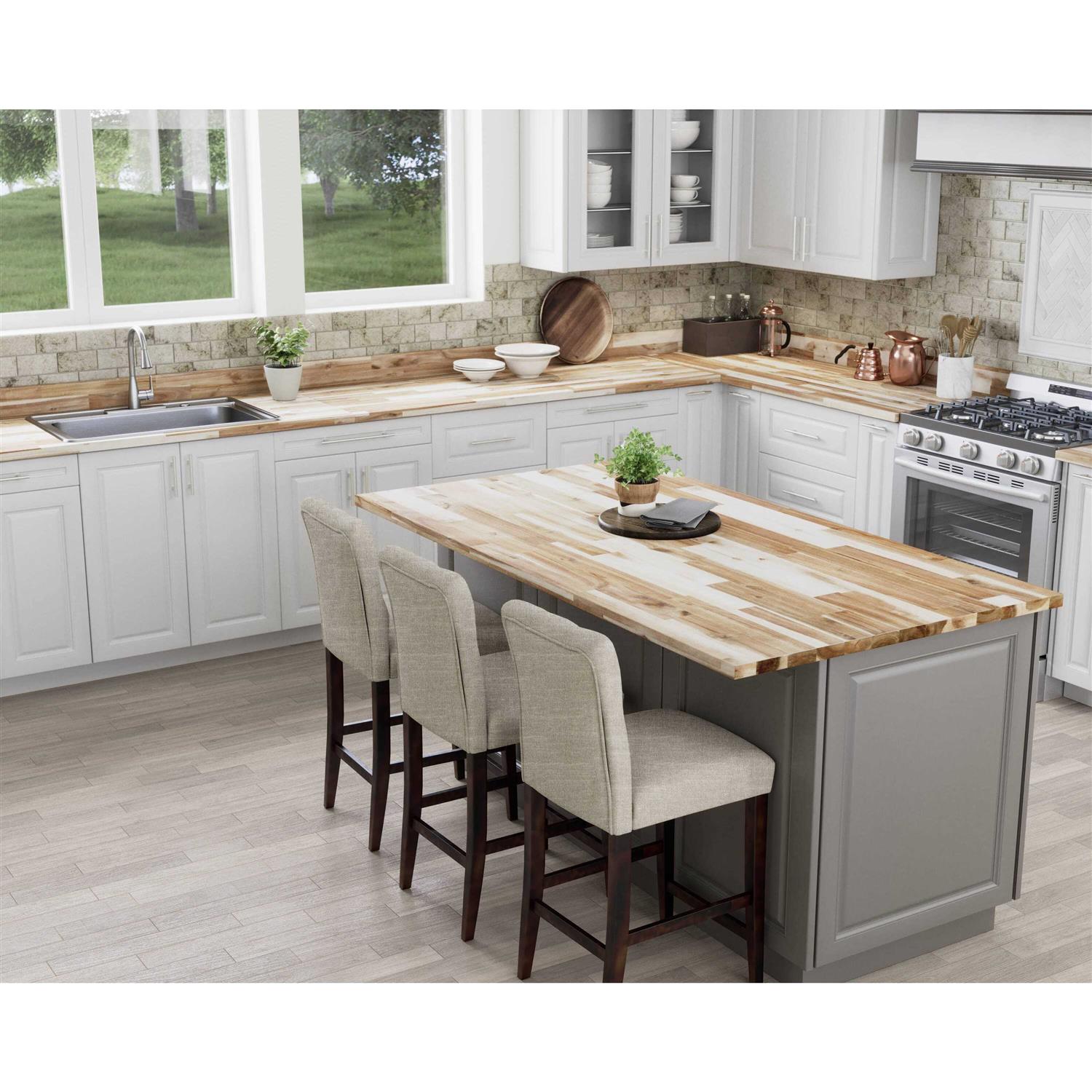 allen + roth 72-in x 39-in x 1.5-in Natural Straight Butcher Block Acacia Countertop ARF1539FJACA-72 - Shop Hardware Tools Online Store