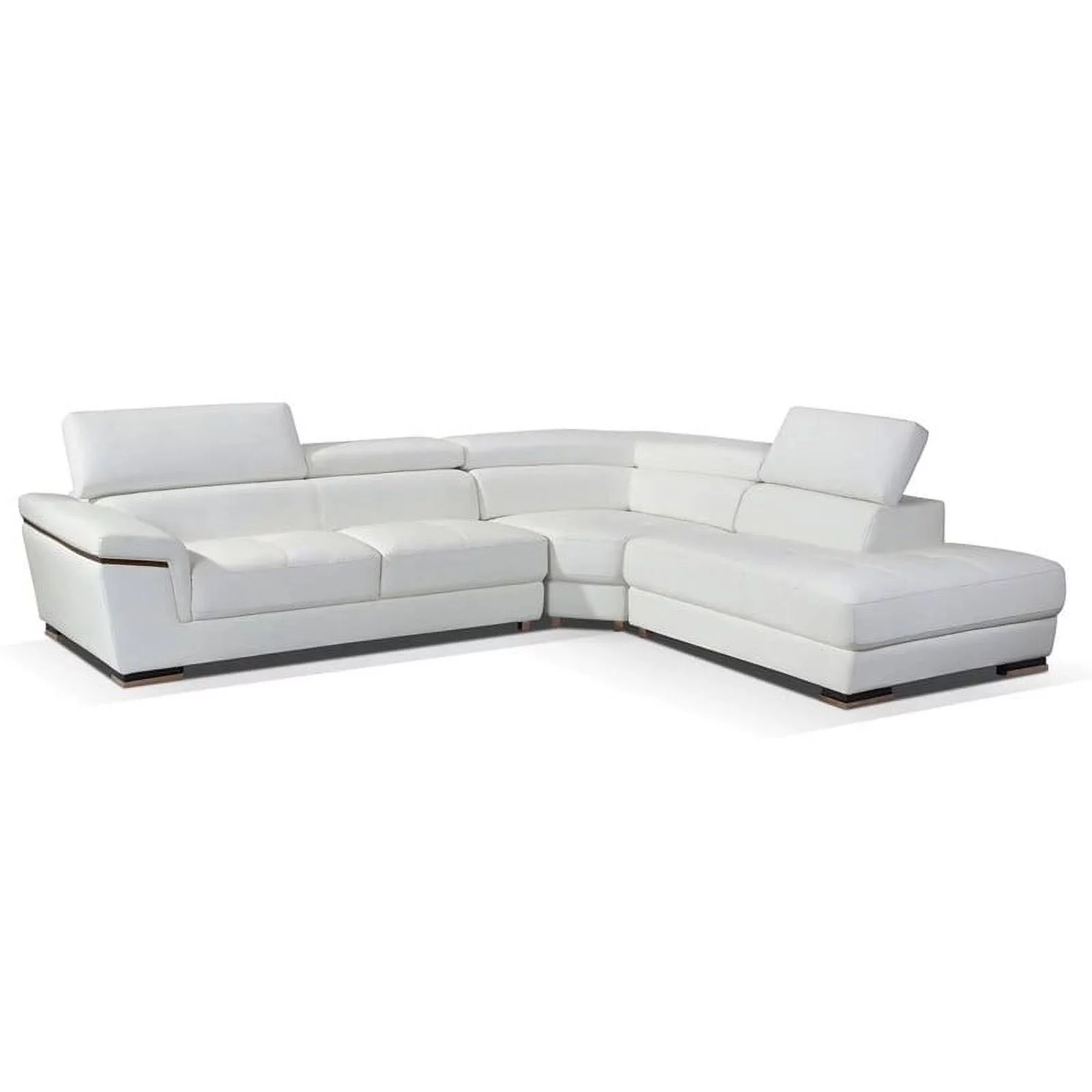 2383 Leather Sectional Sofa in White, Left Facing Chaise