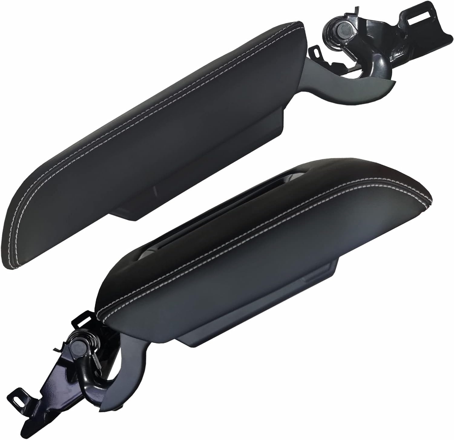 WHYQL Center Console Armrest Lid W/Steel Bracket Compatible with Chevy Silverado & GMC Sierra 1500 2500 3500 2014-2018 Thone Yukon Suburban 2015-2020 Black Leather
