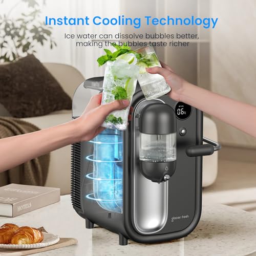 GLACIER FRESH Electric Sparkling Water Maker with LED Display, Cold Soda Maker for Carbonating with 1.6L Water Tank, Compatible with GLACIER FRESH 60L CO2 Carbonator