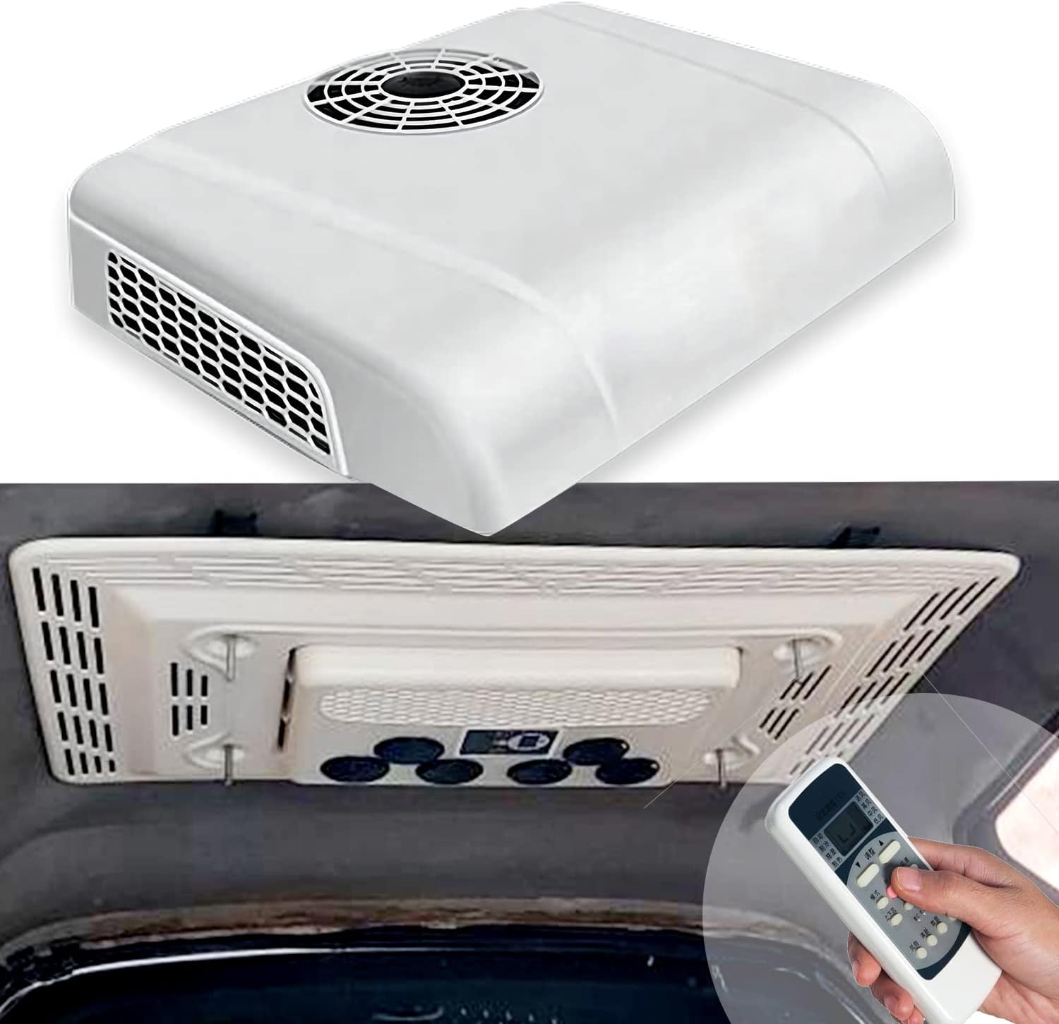 12 Volt Universal Electric Rooftop Air Conditioner, 13,500 BTU Non-Ducted -Quiet AC - Cooling Only |-RV AC Unit - Camper Air Conditioner for RV BUS Truck Vehicle