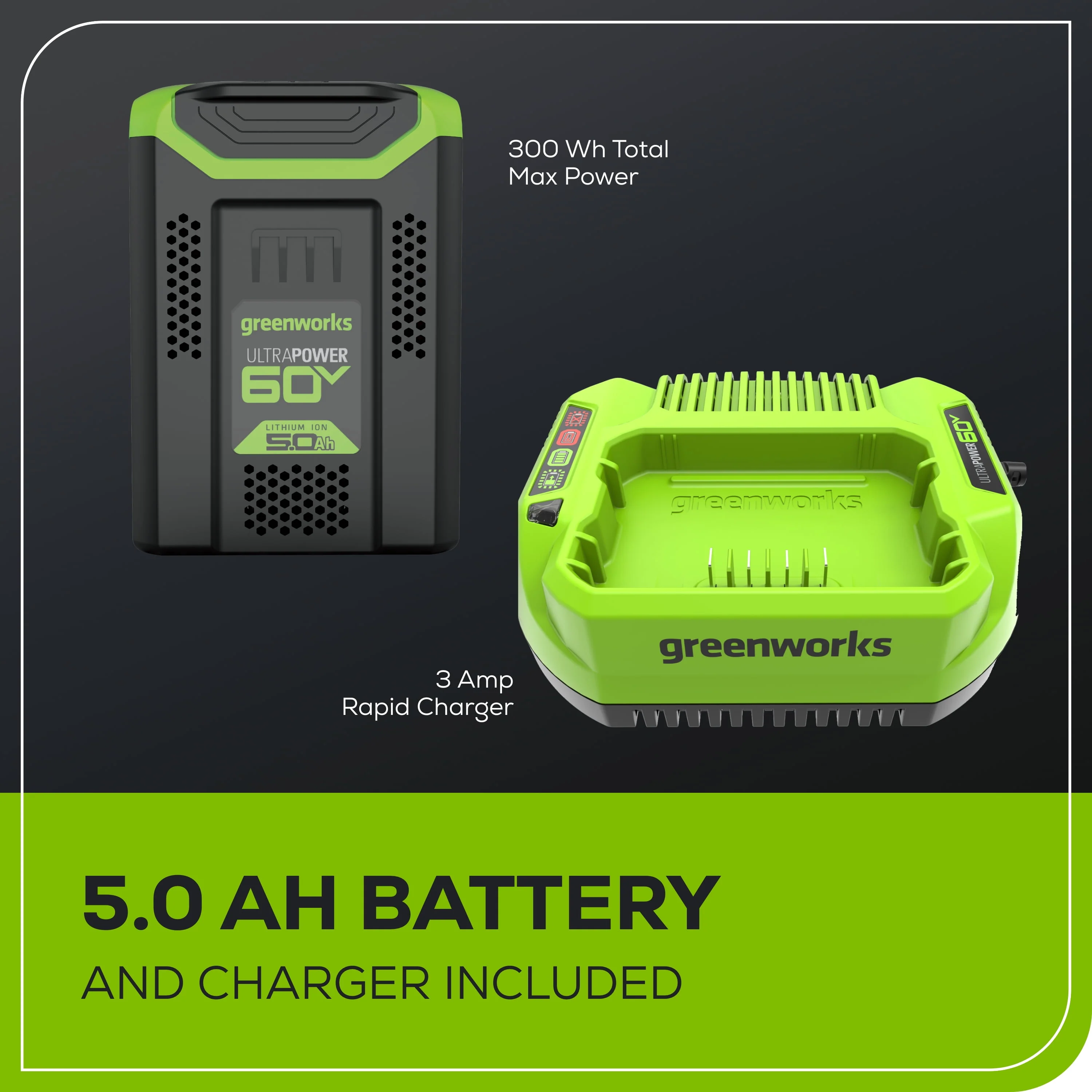 Greenworks 60V 21 Push Lawn Mower with 5.0 Ah Battery & Charger 2546502