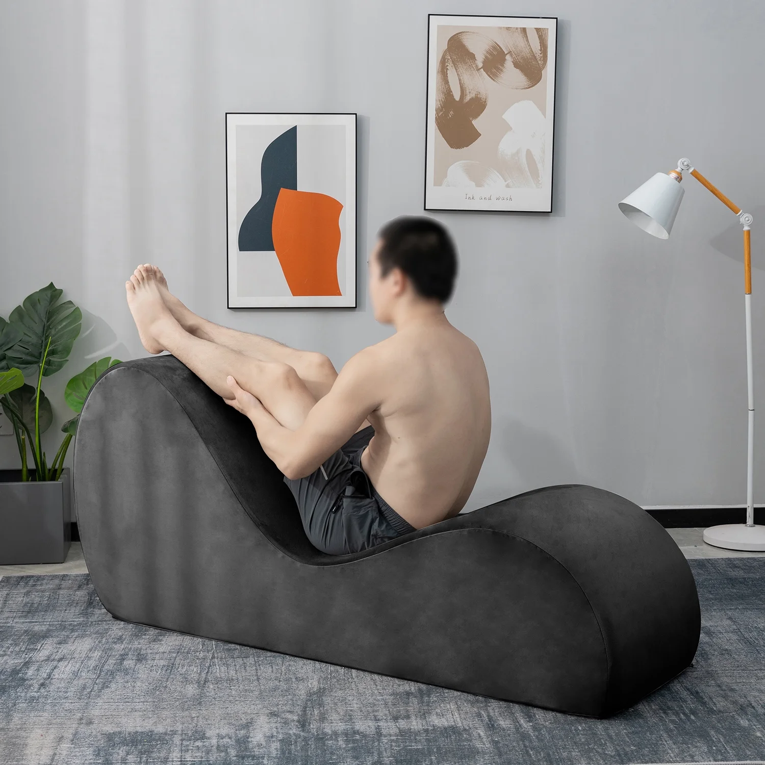 Yoga Lounge Chair，Yoga Couch，Yoga Chaise with Washable Cover,Side  Pockets， Non-Slip Bottom for Bedroom, Living Room,Yoga Chair for Exercise, Relaxation,Stretching，Yoga Chaise lounge for Adults Couple