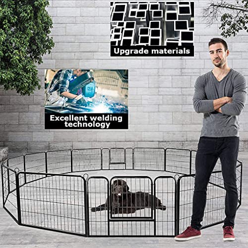 BestPet Dog Playpen Indoor 40 inch 16 Panels Metal Dog Pen Pet Dog Fence Outdoor Exercise Pen with Doors,Pet Puppy Playpen for RV Camping Yard, Black