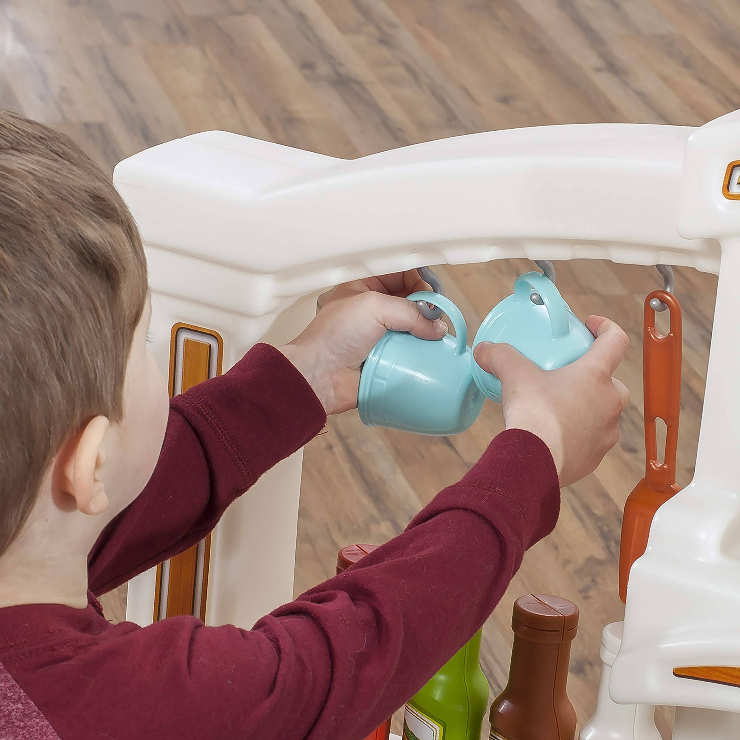 Step2 Fun with Friends Kitchen | Large Plastic Play Kitchen with Realistic Lights u0026 Sounds | Brown Kids Kitchen Playset u002