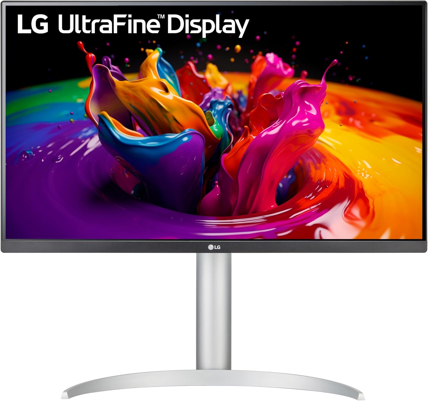 LG 27UP650-W Monitor 27” UHD (3840 x 2160) IPS Display, VESA DisplayHDR 400, DCI-P3 95% Color Gamut, 3-Side Virtually Borderless Display, Height/Pivot/Tilt Adjustable Stand – Silver