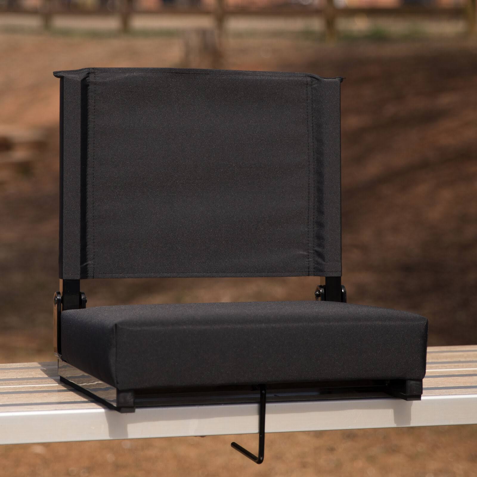 Black Stadium Chair with Ultra Padded Seat Camping Site Gear Furniture Outdoor
