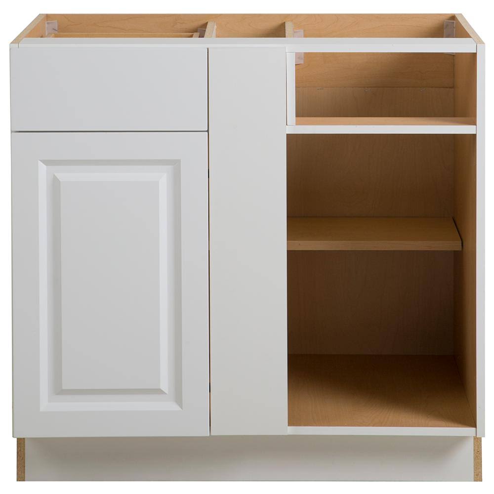 Hampton Bay Benton Assembled 36x24.5x34.5 in. Blind Base Corner Cabinet in White
