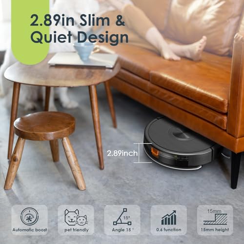 Robot Vacuum and Mop Combo, 3 in 1 Mopping Robotic Vacuum with Schedule, App/Bluetooth/Alexa, 1600Pa Max Suction, Self-Charging Robot Vacuum Cleaner, Slim, Ideal for Hard Floor, Pet Hair,Carpet
