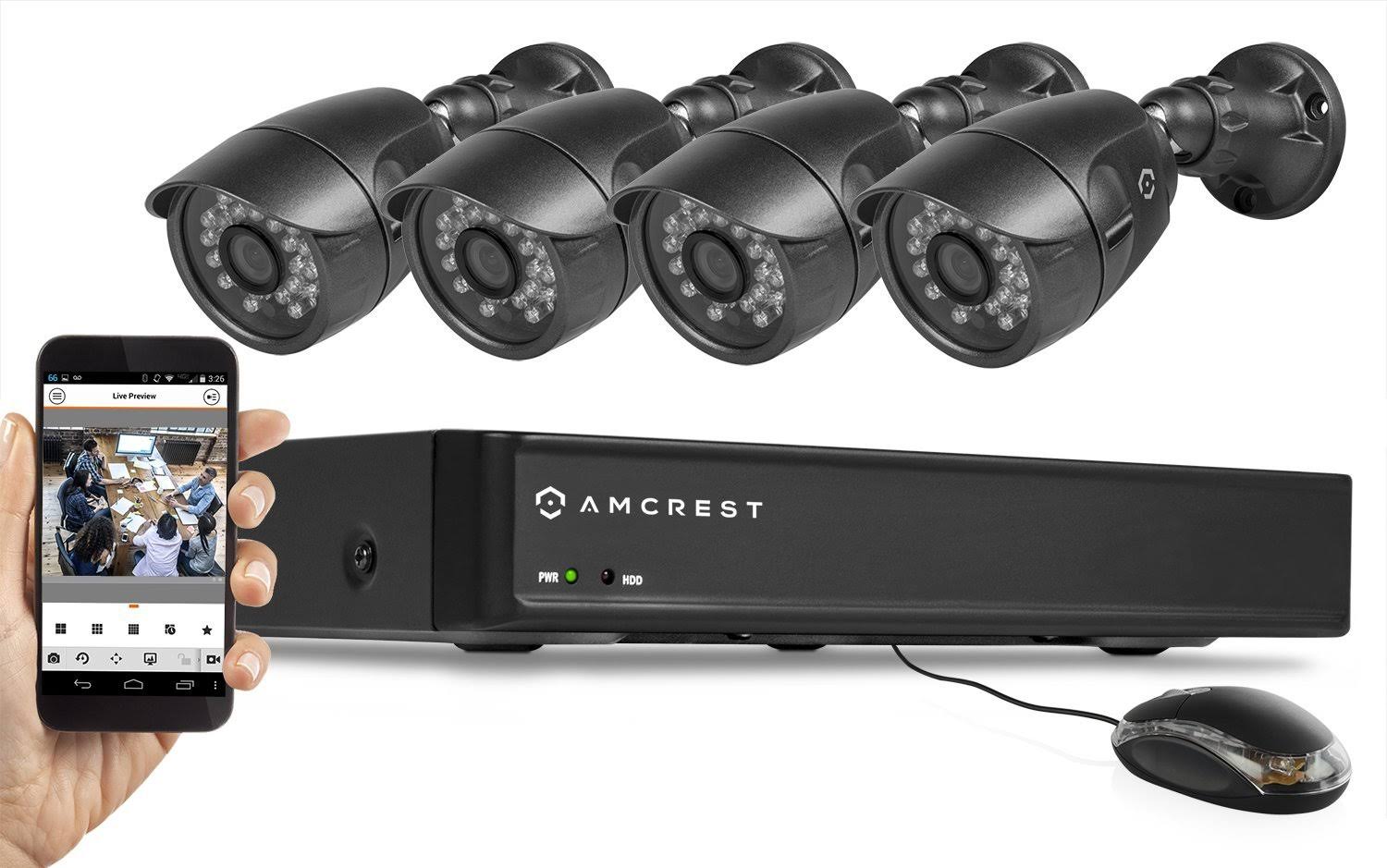 Amcrest 4-Channel 650TVL DVR Security System with 4 Weatherproof Bullet Cameras