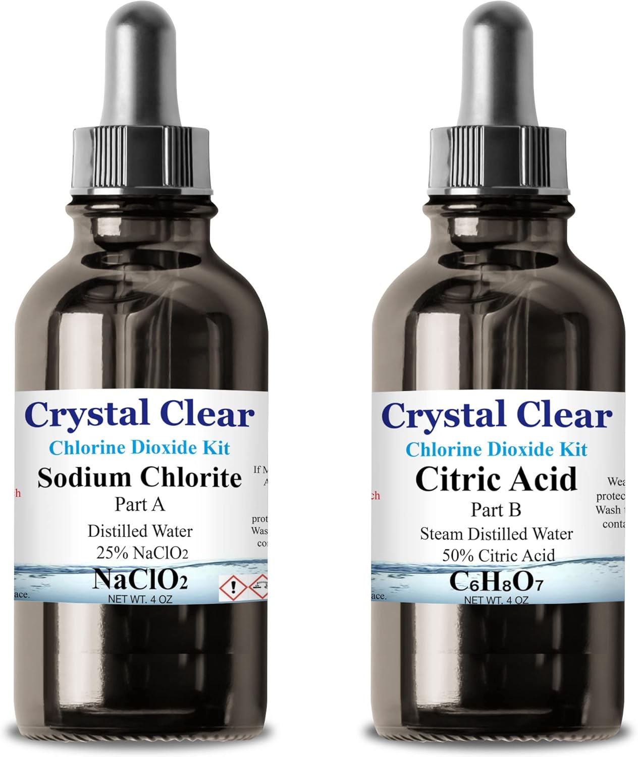 Family Health Products Chlorine Dioxide Kit 1:1 Citric Acid Sodium Solution 2 Part Classic Liquid Set (8oz) Pack of 2