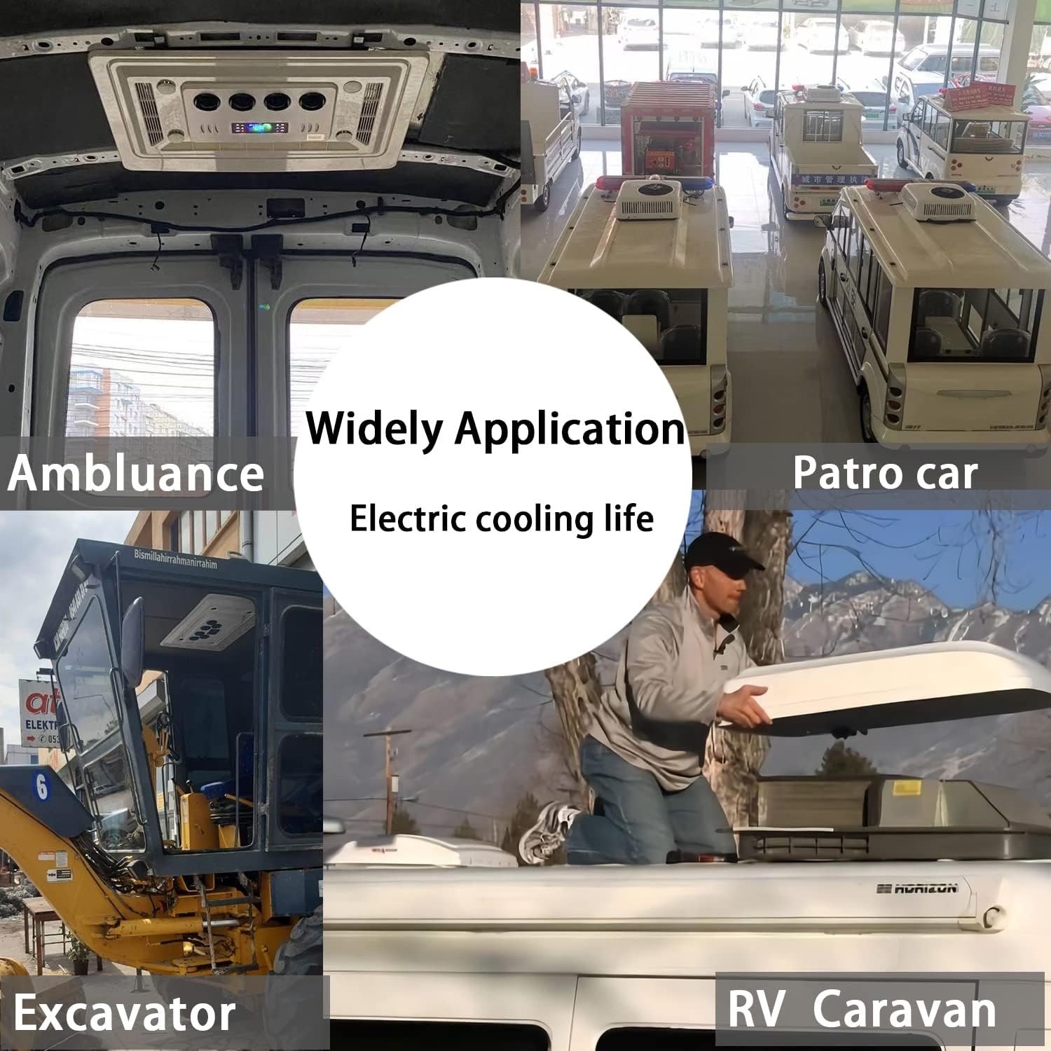 12 Volt Universal Electric Rooftop Air Conditioner, 13,500 BTU Non-Ducted -Quiet AC - Cooling Only |-RV AC Unit - Camper Air Conditioner for RV BUS Truck Vehicle