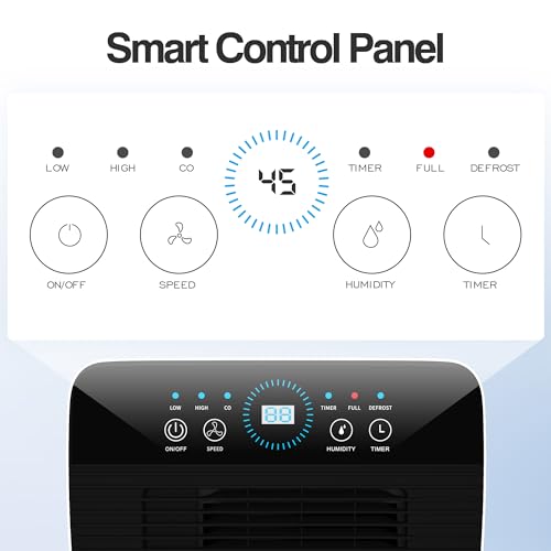 Dehumidifier 30 Pint 1500 Sq Ft, Dehumidifiers For Home, Dehumidifier With Drainage Hose In Basement Bathroom And Bedroom, Intelligent Humidity Control With 24 Hour Drying Timer