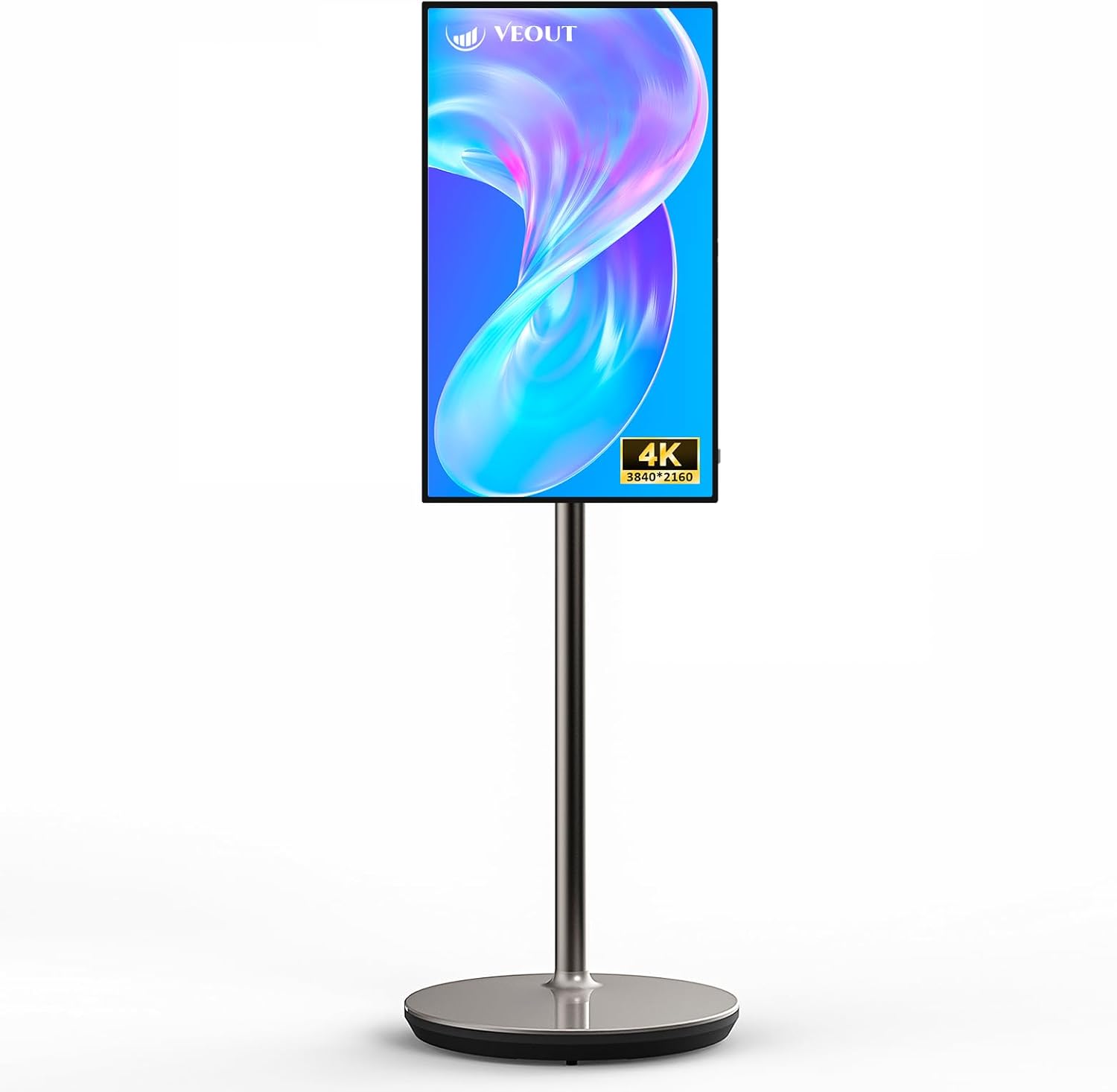 27-inch 4K Portable Smart TV on Wheels, Touch Screen Rolling TV with Eye Care, Android 13, and Seamless App Access, Built-in Battery