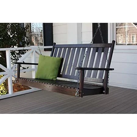 Dixie Seating Asheville Wood 4& Porch Swing NO. 58rta Woodleaf Black