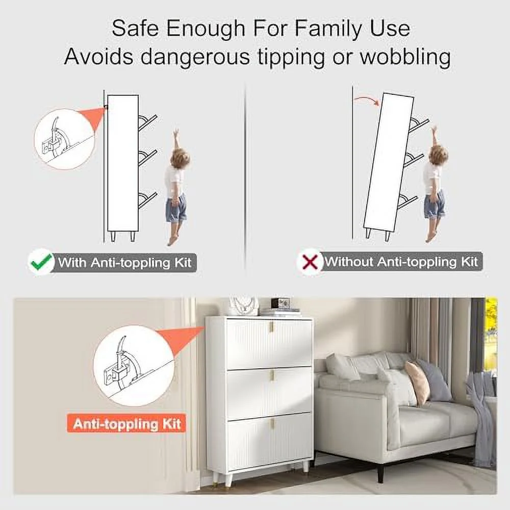 Shoe Cabinet for Entryway Slim  Narrow Shoe  Cabinet Hidden  White Shoe Organizer for Entryway  Thin Shoe Rack Cabinet with Door  Flip Drawer Shoe Cabinet Hallway