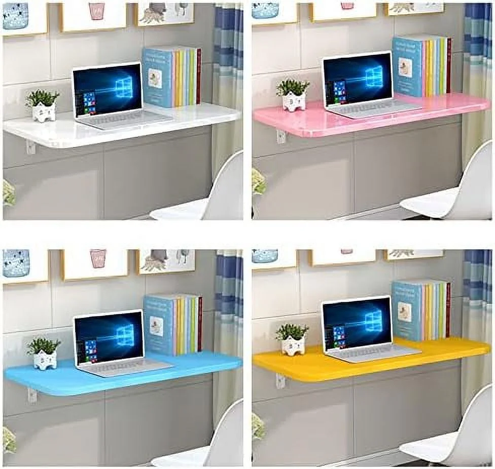 RUNFAYBIU Folding Wall-Mounted Drop-Leaf Table Wall Mounted Table Wall Mounted Folding Table Wall Mount Table Kitchen &amp; Dining Table Desk Computer Desk Trestle Desk 80x30cm/31x12in Wh