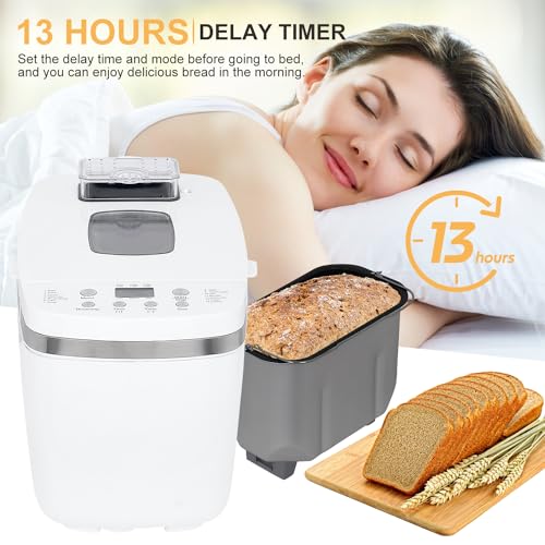 Patioer Bread Maker Machine, 3 LB Automatic Breadmaker with Gluten Free Setting, Dual Paddle, Digital Programmable, 3 Crust Colors, 3 Loaf Sizes