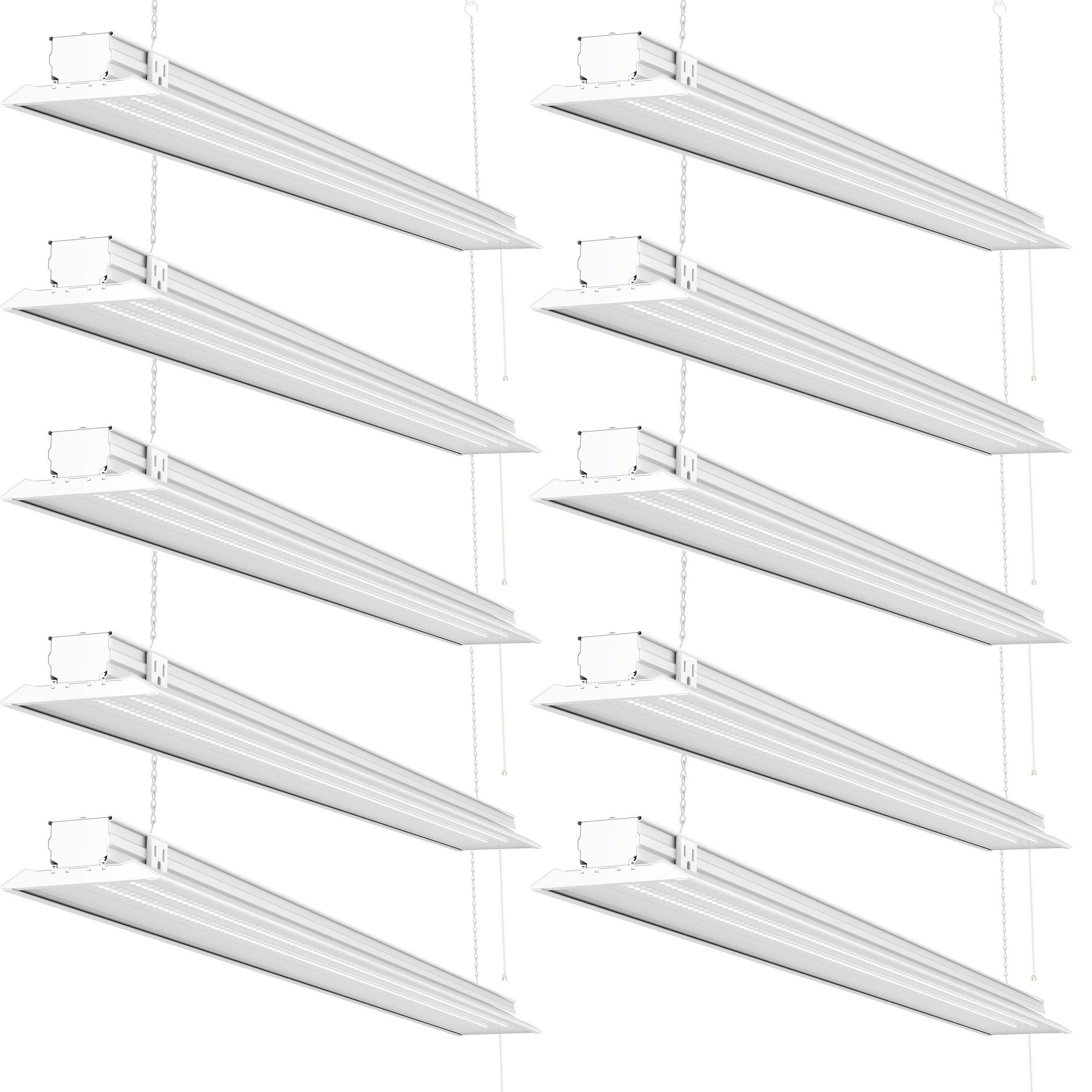 Sunco Lighting 10 Pack Flat Shop Light Utility Clear LED Fixture 40W 5000K, Daylight