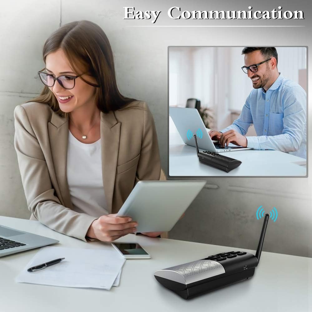 Hosmart Full Duplex Wireless Intercom System Real Time, Two -Way Communication for Home and Office，Hands Free, Portable intercom, with Crystal Clear Sound, 1000 feet Range