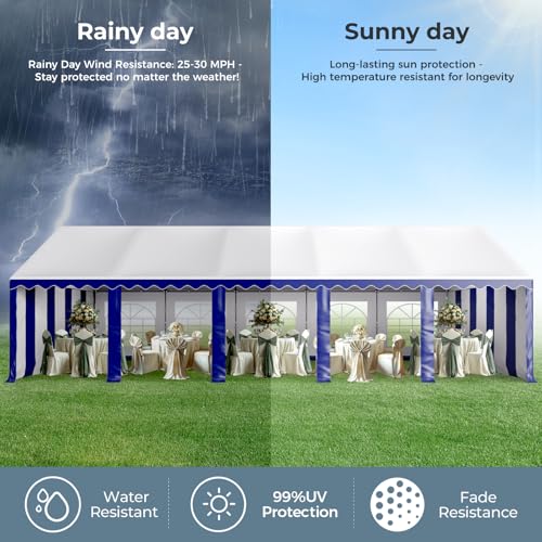 GREEN PARTY 20x40FT Party Tent Heavy Duty, Large Wedding Event Shelters with 7 Carry Bags & Removable Sidewalls, Outdoor Canopy Gazebo Commercial Tents for Parties Carport Camping Garden Patio