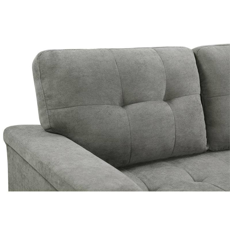 Lilola Home Lucca Light Gray Fabric Reversible Sectional Sleeper Sofa Chaise with Storage