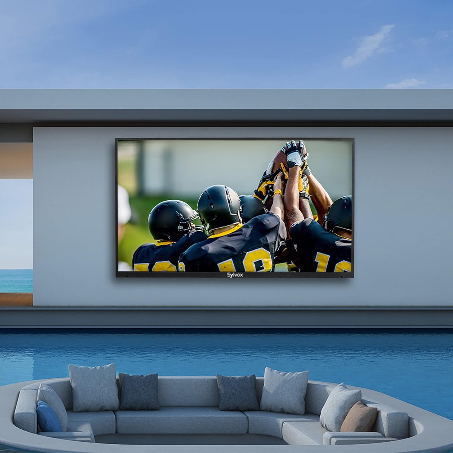 SYLVOX 65'' Outdoor Smart TV, New Android TV Weatherproof 4K LED TV, Built-in Chromecast Voice Assistant Dual Speakers High Bright for Outdoor Use (DECKPro Series)
