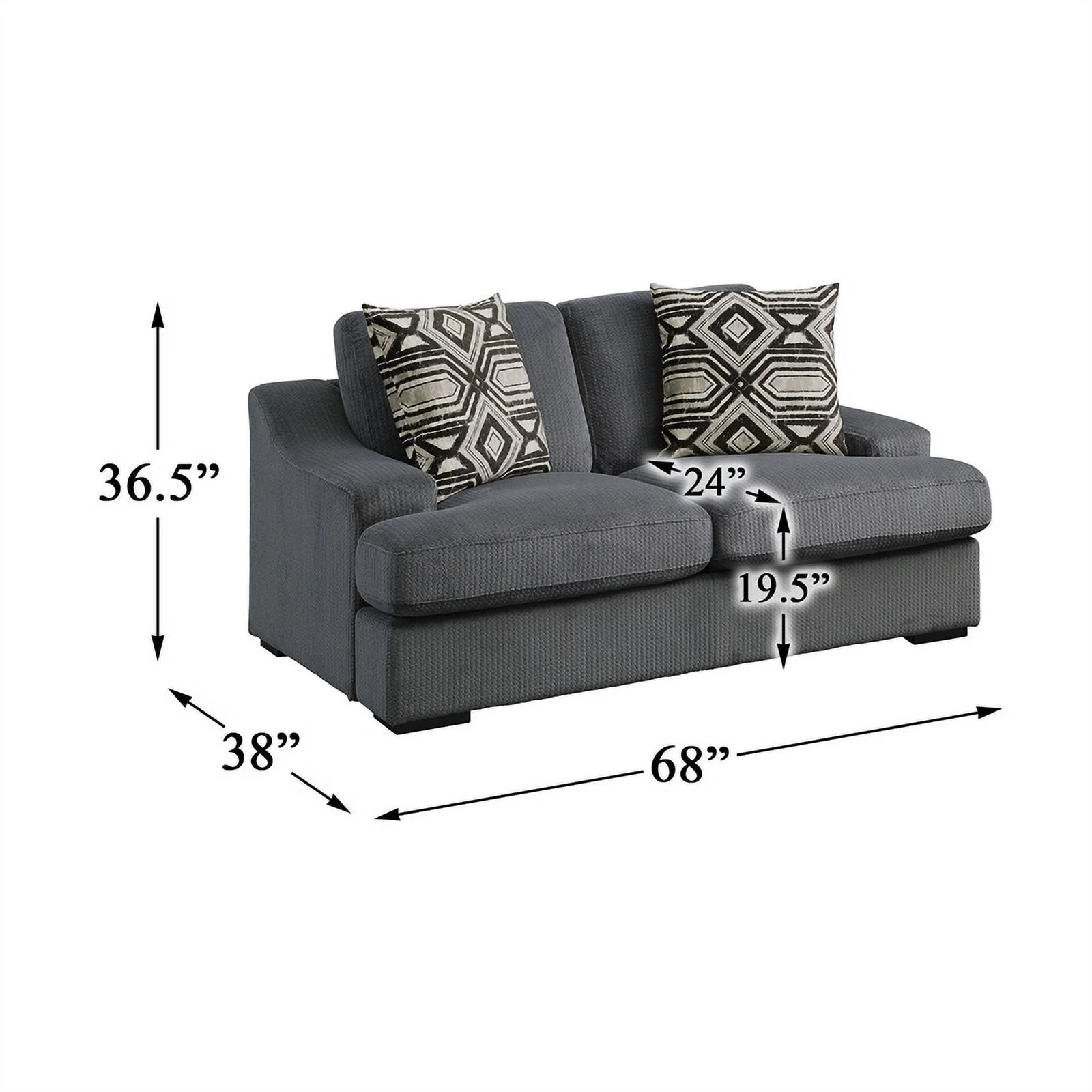 Lexicon Orofino Microfiber Upholstered Loveseat in Dark Gray