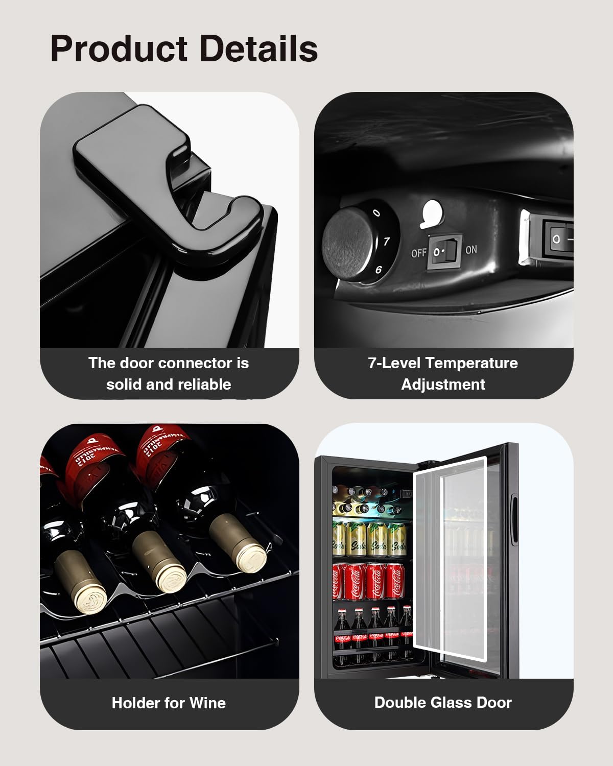 Beverage Refrigerator Cooler - 120 Can Freestanding Beverage Cooler with Glass Door - Small Drink Dispenser Machine for Office or Bar with Adjustable Removable Shelves