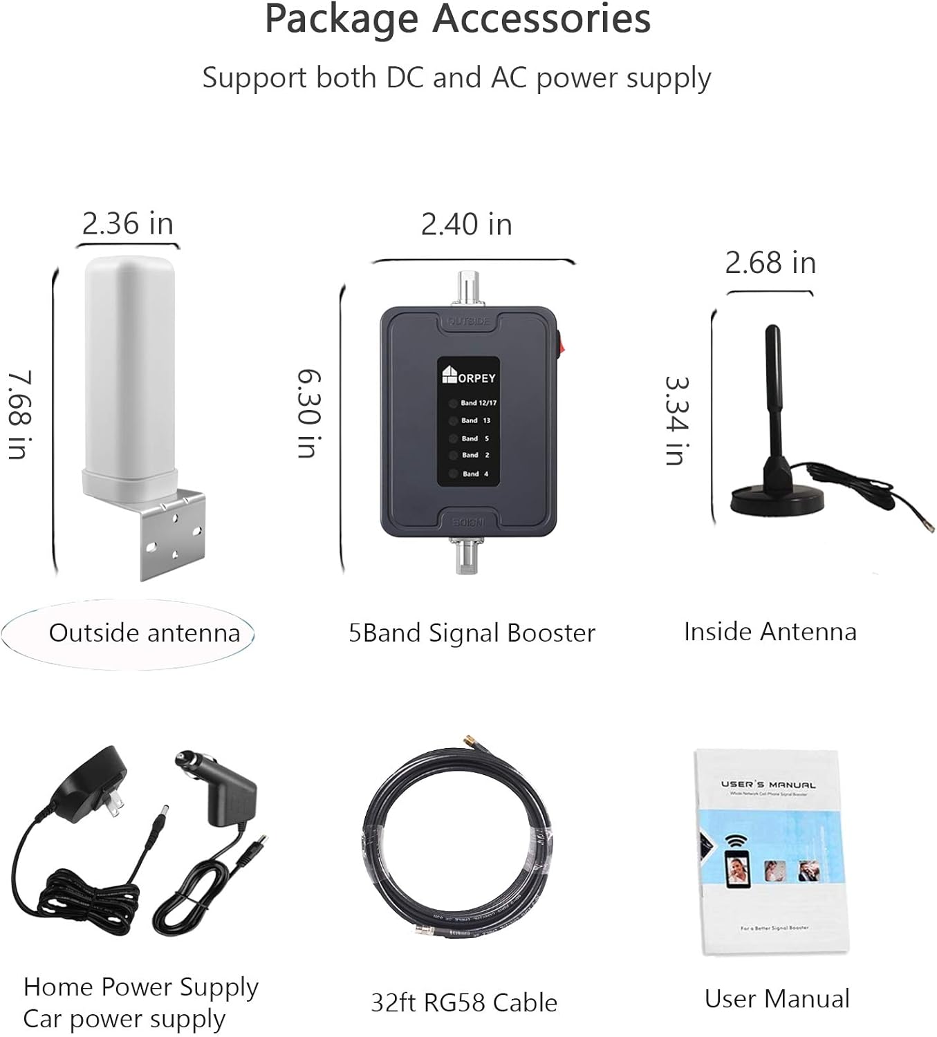 5 Band Cell Phone Signal Booster GSM 3G 4G 5G LTE Signal Repeater Cellular Amplifier for RV, Motorhome,Truck, Small Cabin Vehicle - Supports All US Carriers on Band 2/4/5/12/13/17