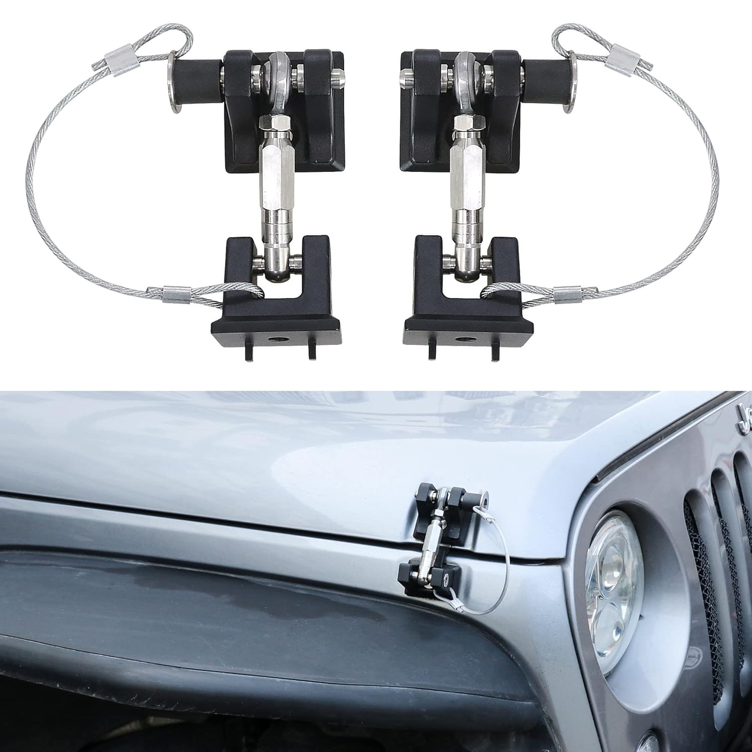BESTAOO Hood Latches for 2018-2022 Jeep Wrangler JL JLU & Gladiator JT, Anti-Theft Aluminum Hood Lock Catch Latches Kit, Eliminates Hood Flutter, 1 Pair