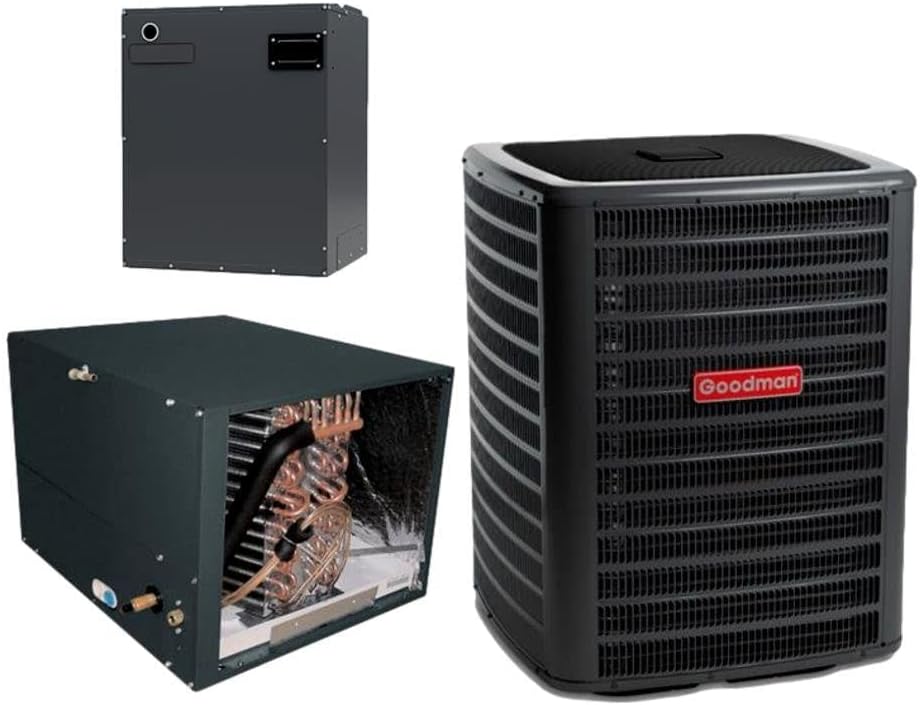 Goodman 1.5 TON 13.4 SEER2 AC Only Unit (GSXN3N1810) with Horizontal coil (CHPTA1822B4) and blower (MBVC1201AA-1)