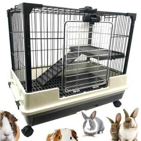 2-levels Indoor Outdoor Durable Small Animal Pet Cage for Guinea Pig Ferret Chinchilla Cat Playpen Rabbit Hutch with Solid Platform &amp; Ramp Leakproof - Pet Supplies online store