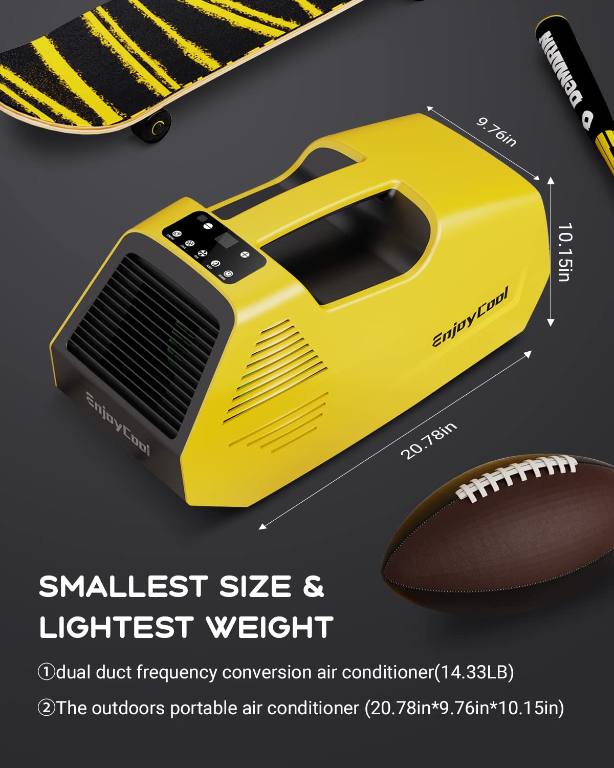 2380BTU Fast Cooling Outdoor Air Conditioner, Portable Air Conditioners, 240W Low Power Consumption Portable Mini Air Conditioner for Camping Tent, RV, Car, Truck, Van and Fishing-Yellow