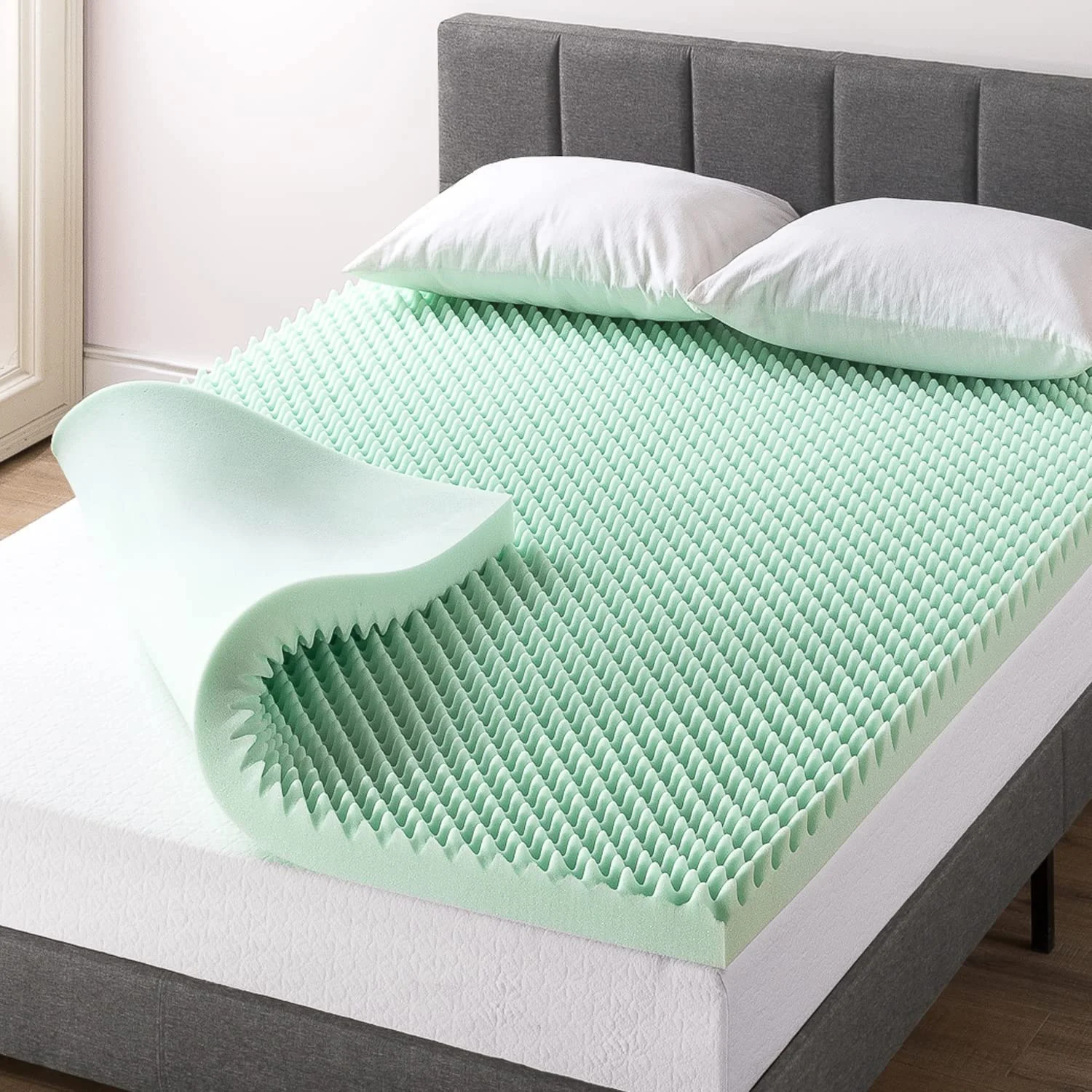 Best Price Mattress 3 Inch Egg Crate Memory Foam Mattress Topper with Calming Aloe Infusion, CertiPUR-US Certified, Twin,Green Twin 3 Inch 3 Inch - Curated Treasures Market