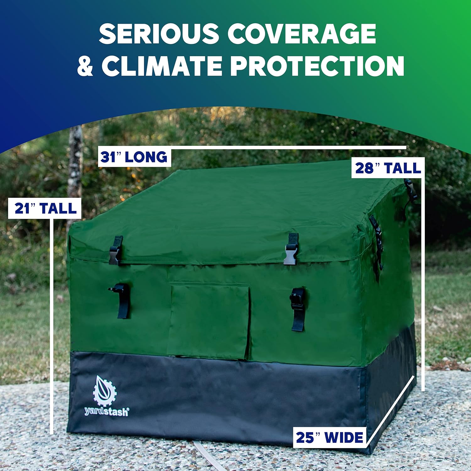 YardStash Outdoor Storage Box (Waterproof) - Heavy Duty, Portable, All Weather Tarpaulin Deck Box - Protects from Rain, Wind, Sun & Snow - Perfect for the Boat, Yard, Patio, or Camping – XL Green