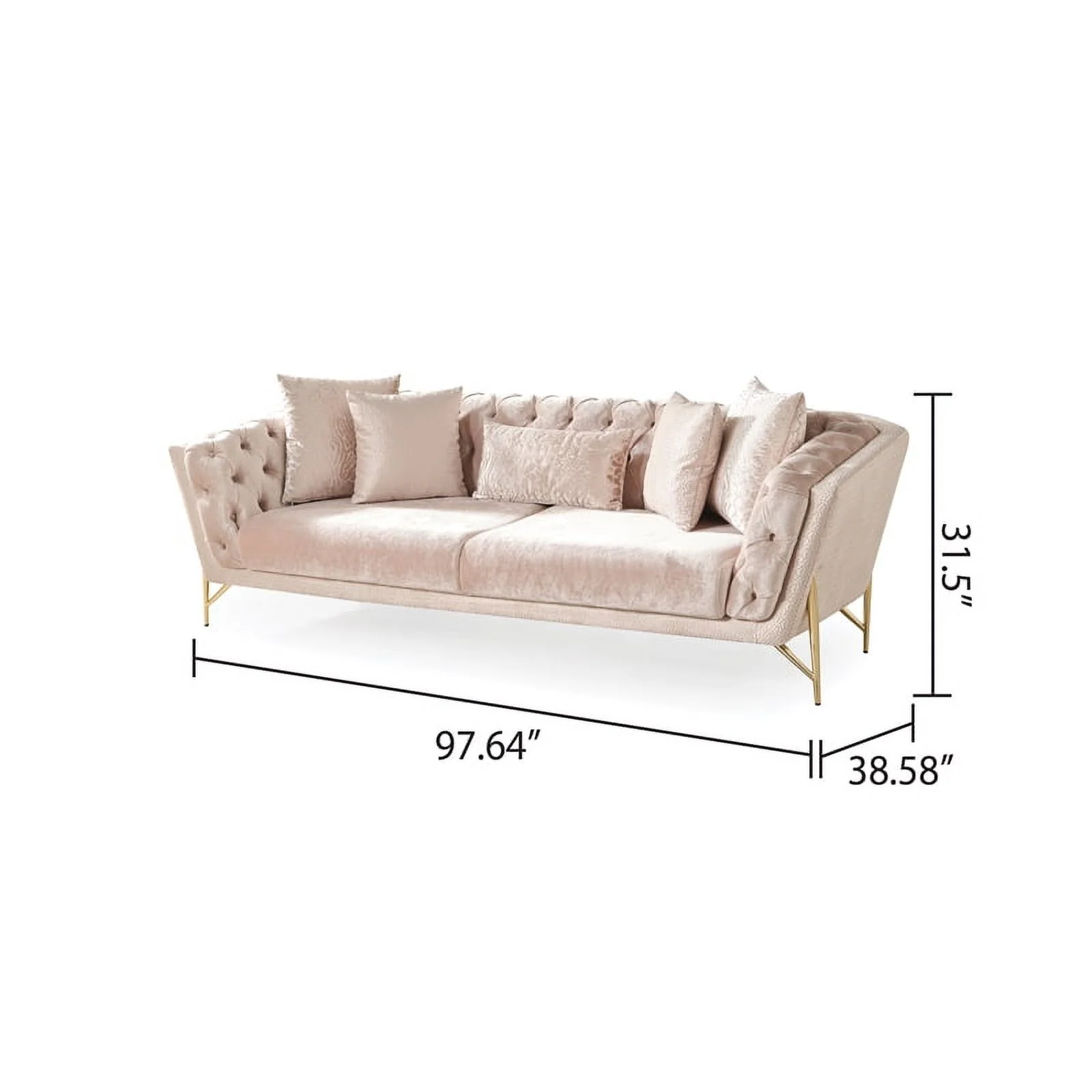 Pemberly Row Modern 3 Pc Living Room Set made with Wood in Beige Color