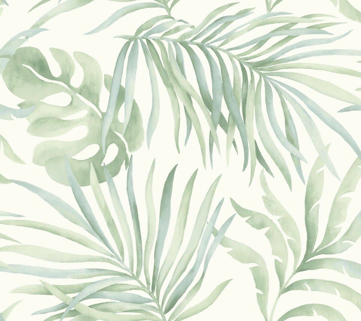 York SO2452 Candice Olson Tranquil Paradise Palm Wallpaper, Light Green