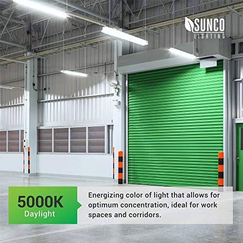 Sunco Lighting 10 Pack Flat Shop Light Utility Clear LED Fixture 40W 5000K, Daylight