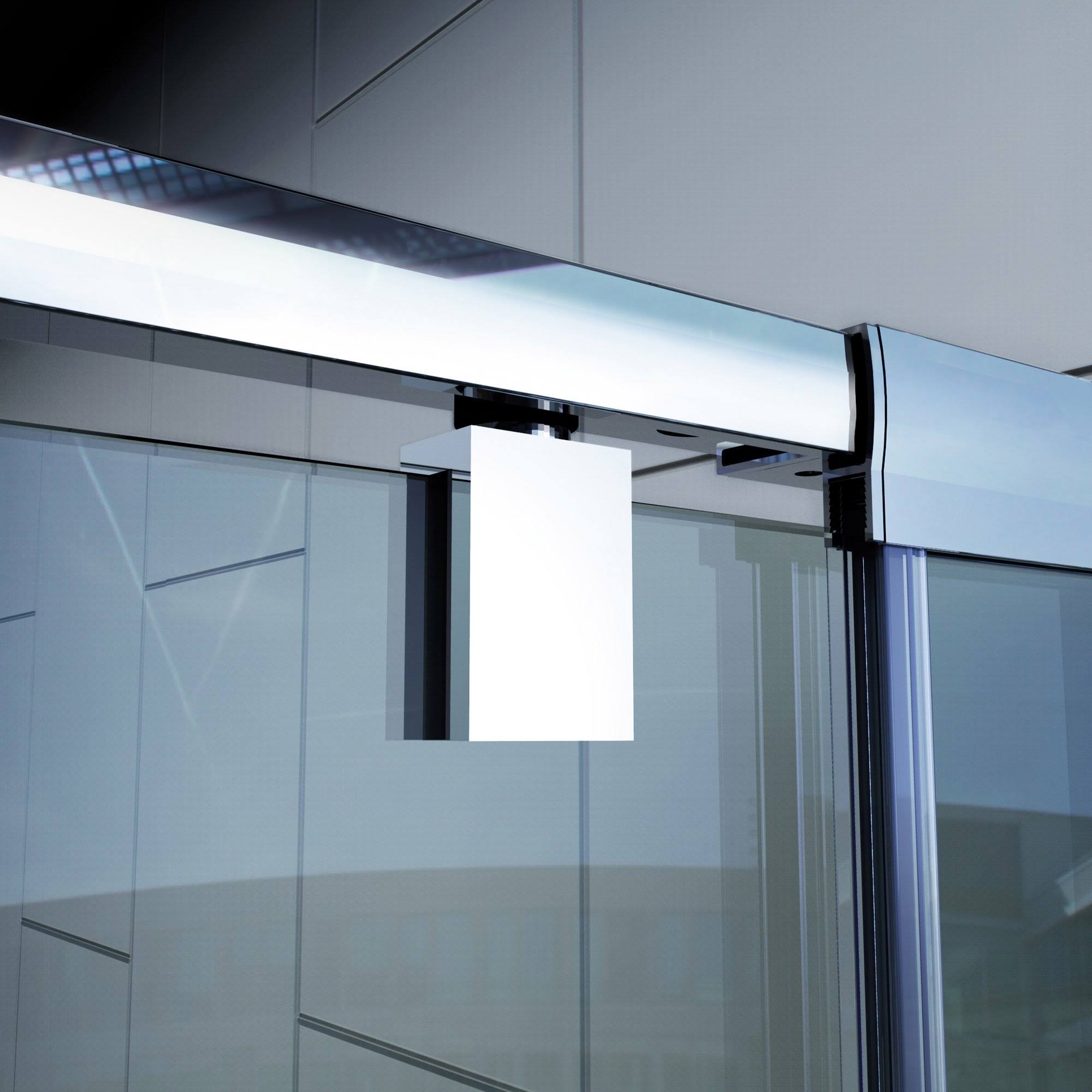 DreamLine DL-6219C-22-01 Flex 32x22D x 42x22W x 74 3/4x22H Semi-Frameless Pivot Shower Door in Chrome with Center Drain Biscuit
