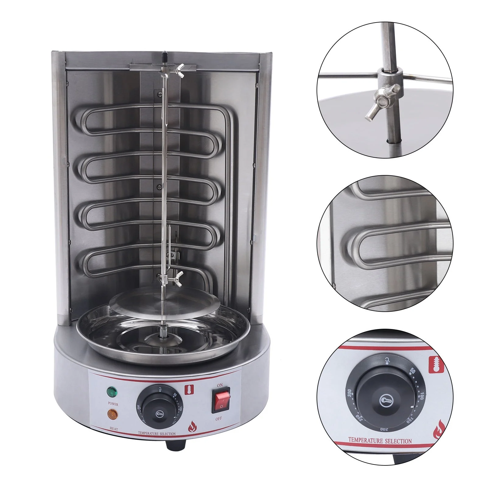 Oukaning 3000W Vertical Broiler Shawarma Machine Kebab Gyro Grill Machine 2 heating pipes