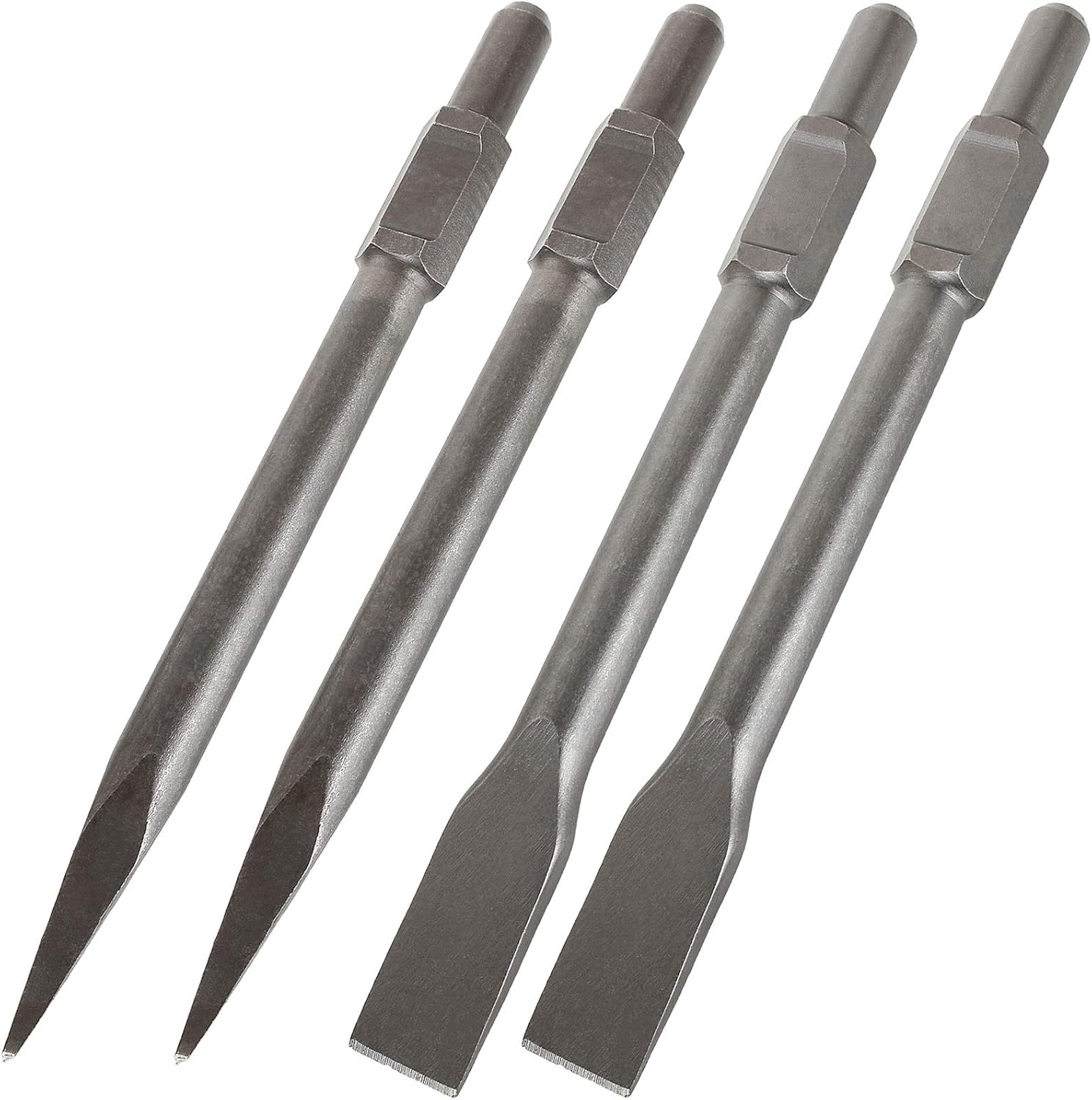 Jack Hammer Drill Bit Set 12 inch Demolition Hammer Drill Flat Tip and Bull Point Chisels for Demolition and Concrete Breaker Pack of 2