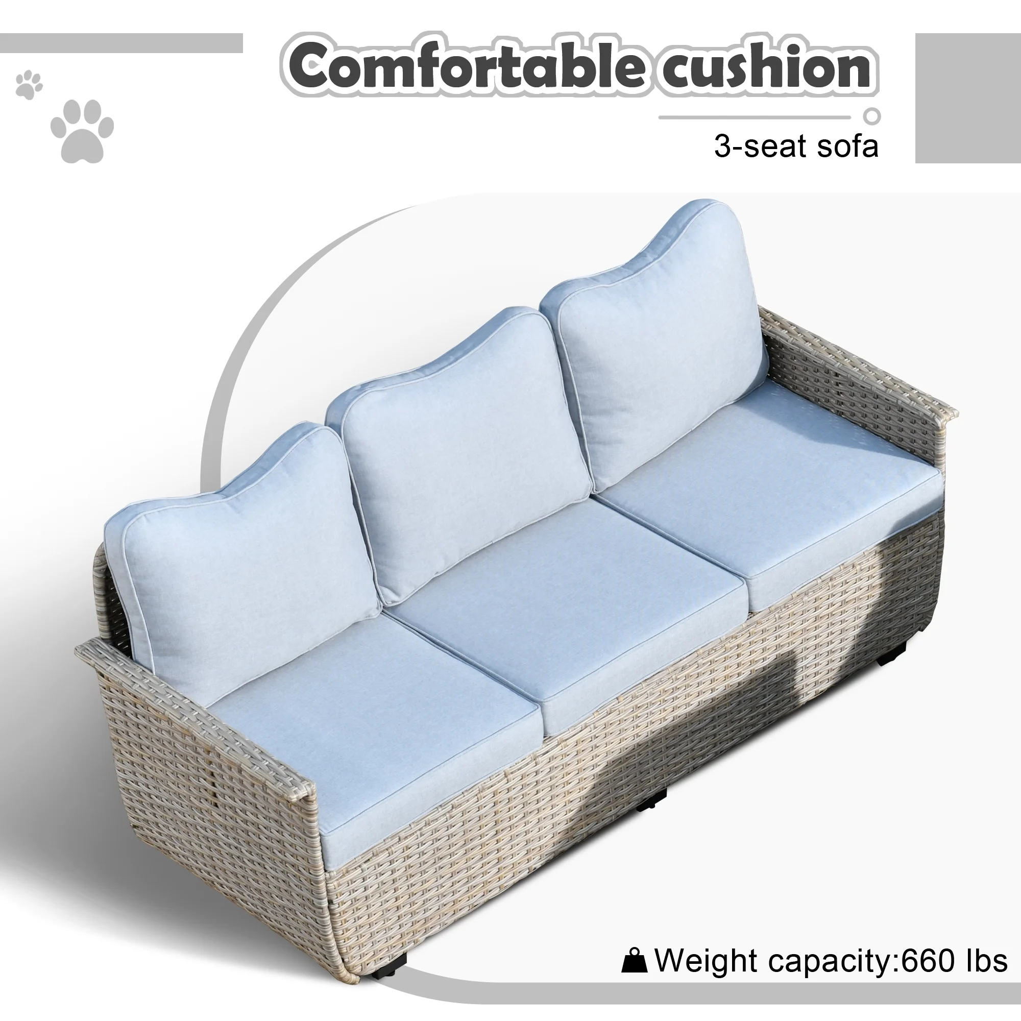 Ovios 5 Pieces Outdoor Furniture All Weather Wicker Patio Conversation Sectional Sofa Set with Storage Box for Garden Backyard