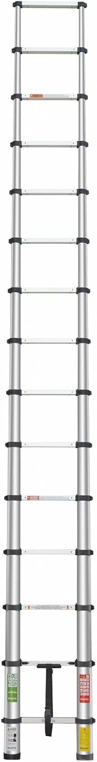 Bivatia 15 Ft Smartsafe Aluminum Telescoping Ladder: Telescopic Extension Ladder Retraction Collapsible Ladder Portable Folding Lightweight Ladder Type 1A with 18.3 ft. Max Reach